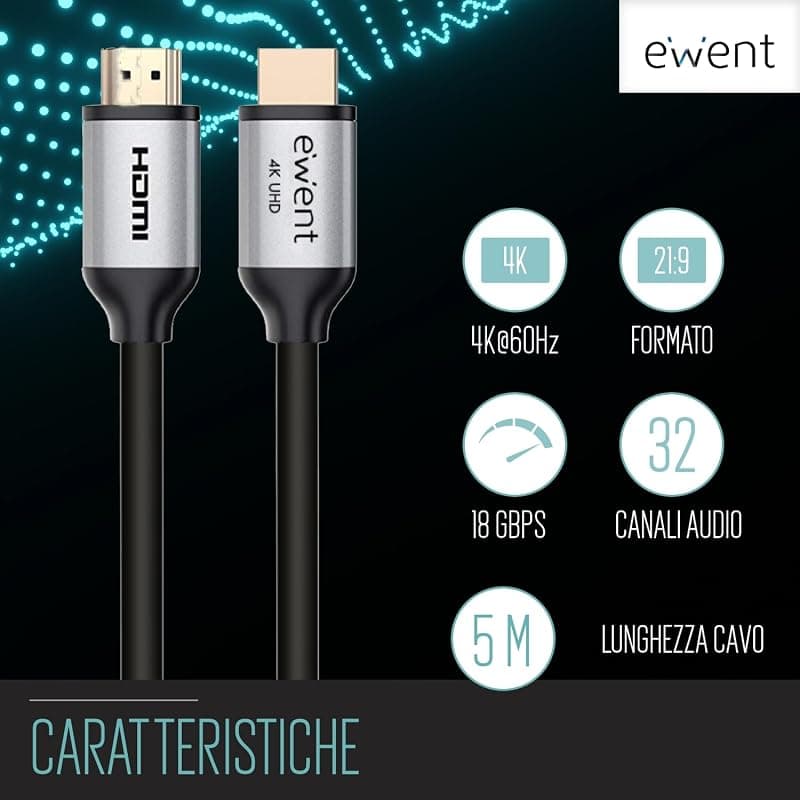 Ewent Cavo HDMI Premium High Speed 2.0 A/A M/M 5MT EC1348 — miniatura 3