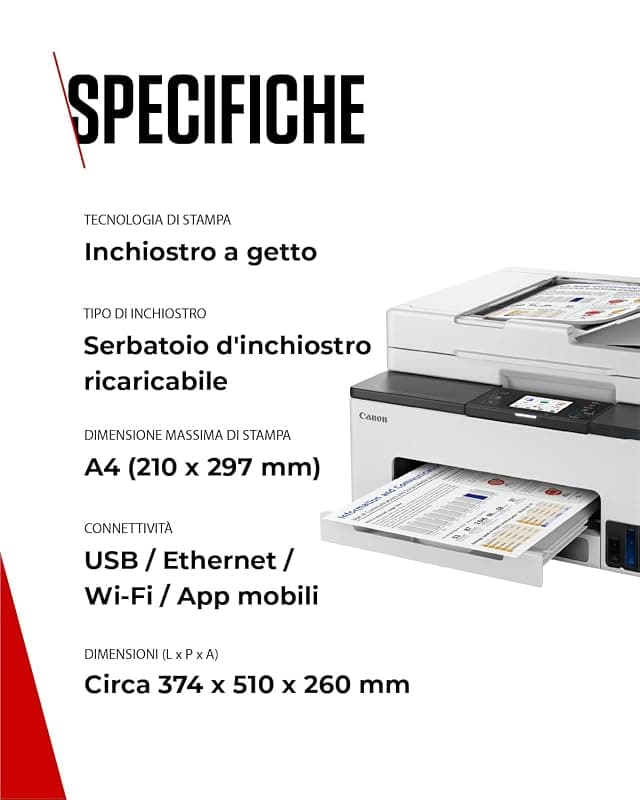 Canon Stampante WiFi per Casa e Ufficio MAXIFY GX2051 - Stampante Multifunzione MegaTank con Scanner, Fax e Fotocopiatrice per Casa | Include 6 flaconi di inchiostro — miniatura 6
