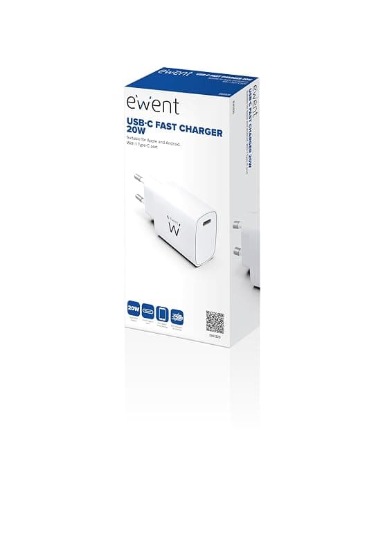 Ewent EW1320 - Caricatore USB Carica Veloce - Compatto Adattatore USB-C da 20 W - Per Dispositivi Android e Apple di Ultima Generazione - Dotatp di Power Delivery - Potente e — miniatura 9