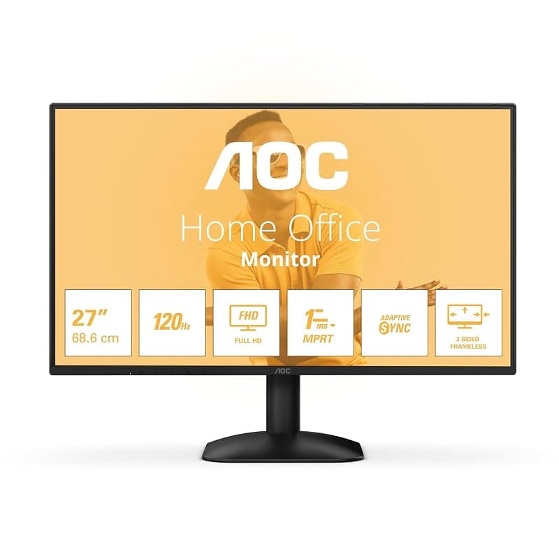 AOC 27B31H - Monitor Full HD da 27 pollici, 120 Hz, sincronizzazione adattiva dell'immagine 1920x1080, 1x D-Sub, 1x HDMI 1.4 nero, 27 inch FHD IPS, 100 Hz, No Altoparlanti — miniatura 2