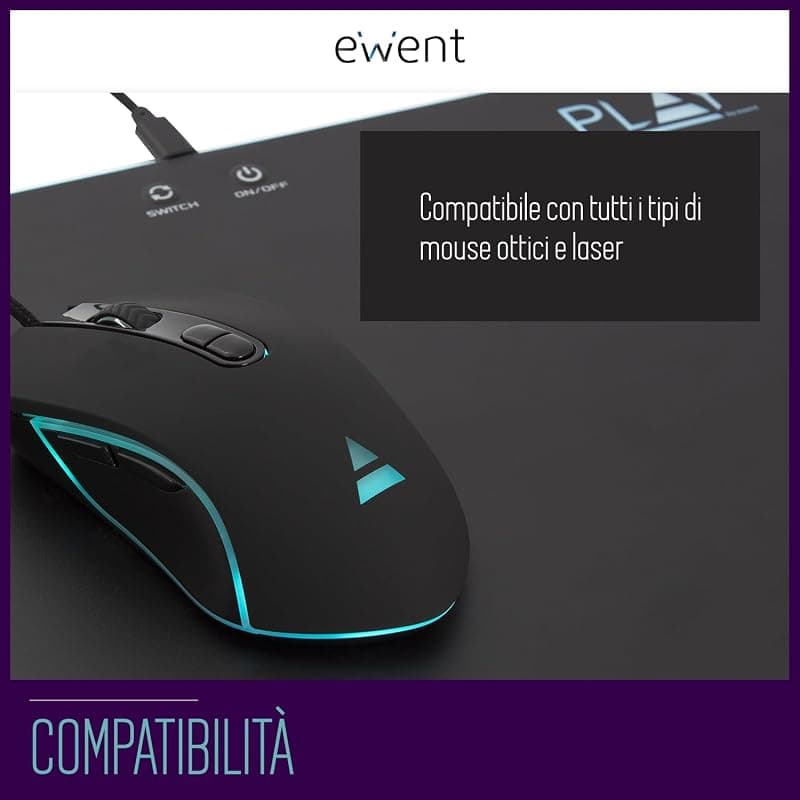 Play BY Ewent Mousepad Gaming LED RGB 35*25 PL3341 — miniatura 5