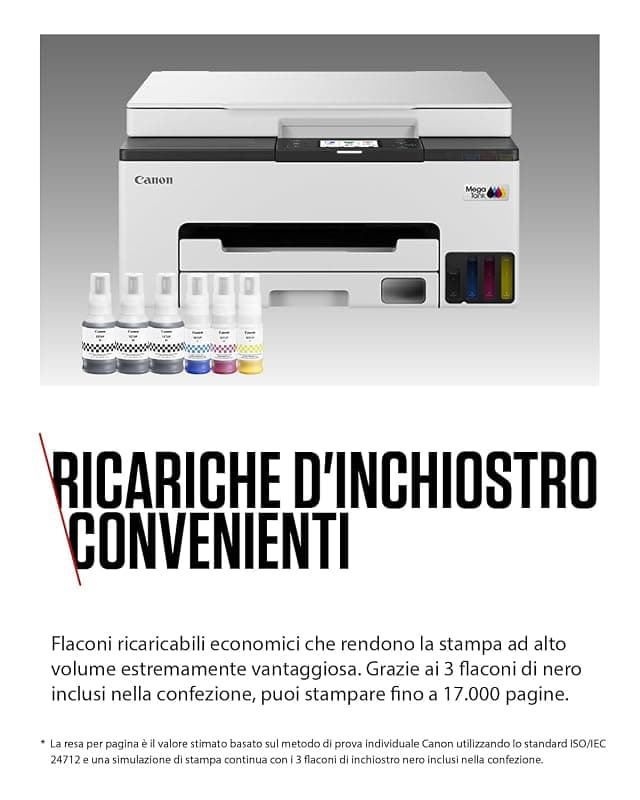 Canon Stampante WiFi per Casa e Ufficio MAXIFY GX1051 - Stampante Multifunzione MegaTank con Scanner e Fotocopiatrice per Casa | Connettività WiFi, Ethernet e USB | Include 6 — miniatura 3