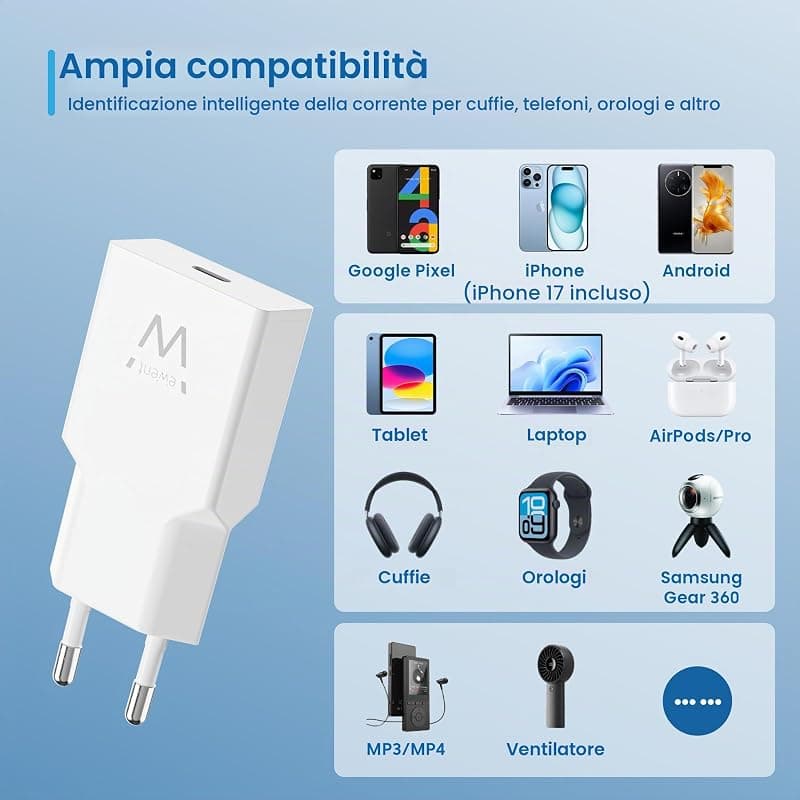 Ewent Caricatore da Rete Elettrica USB Type-C 20W EW1310 — miniatura 5