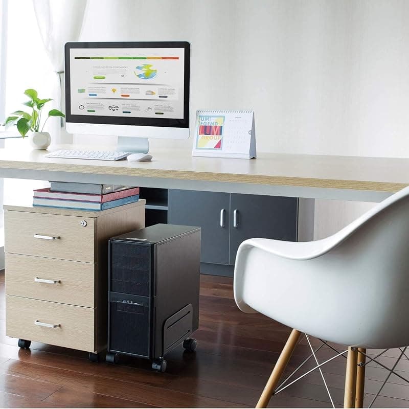 Ewent EW1291 Supporto PC Desktop in Acciaio con 4 Ruote, Larghezza Regolabile 10,9–20,9 cm, 2 Ruote Bloccabili, Portata 10 kg, Nero — miniatura 6