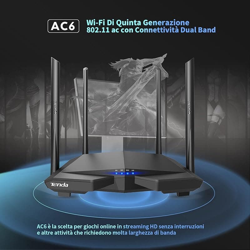 Tenda Router Wireless 4 Antenne da 5dBi 1200 Mbps AC6 — miniatura 4