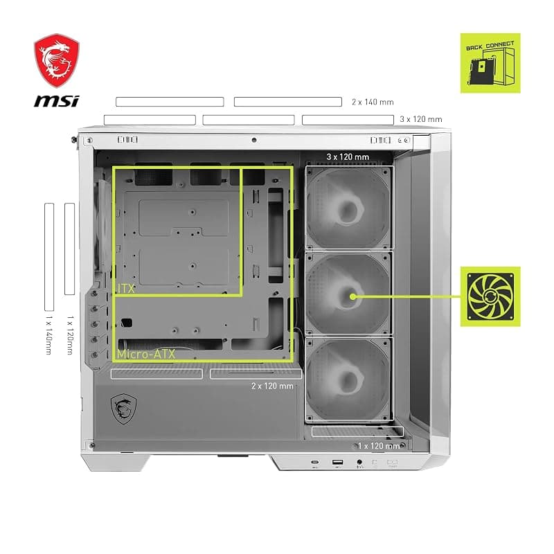 MSI Case Micro-ATX MID-Tower Mag Pano M100RW Bianco Argb No Alim 306-7G24W24-809 — miniatura 5