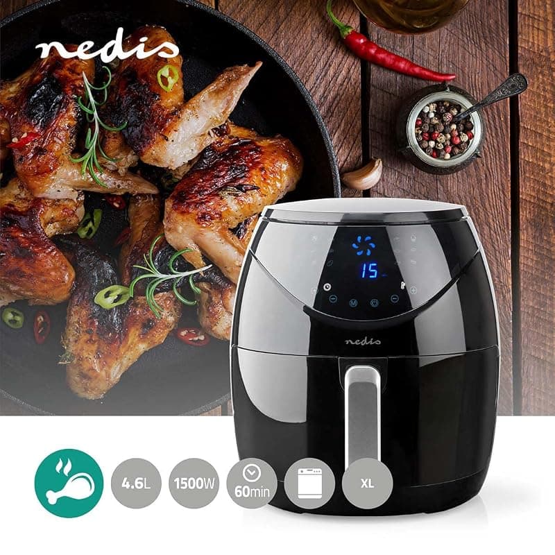 Nedis KAAF240EBK friteuse Unique 4,6 L Autonome 1500 W Friteuse d’air chaud Noir — miniatura 2
