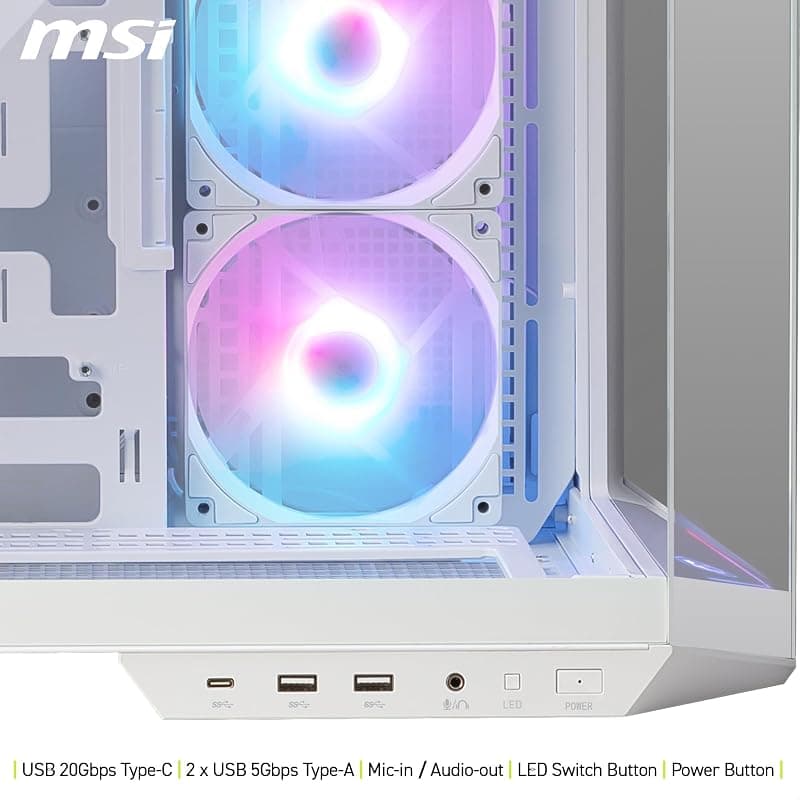 MSI Case Micro-ATX MID-Tower Mag Pano 100R Bianco Argb No Alim 306-7G26W22-HH9 — miniatura 6