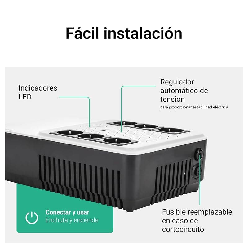 Bticino Legrand UPS monofase Gruppo di Continuità per PC LG-310081, Keor Multiplug, con Caricatore USB, 6 prese multistandard, Stabilizzazione AVR, 600 VA/360 W, Autonomia fino a — miniatura 5
