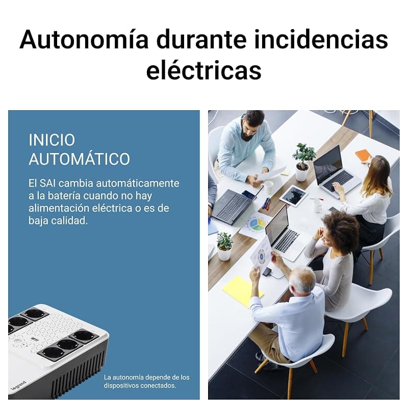 Bticino Legrand UPS monofase Gruppo di Continuità per PC LG-310081, Keor Multiplug, con Caricatore USB, 6 prese multistandard, Stabilizzazione AVR, 600 VA/360 W, Autonomia fino a — miniatura 3
