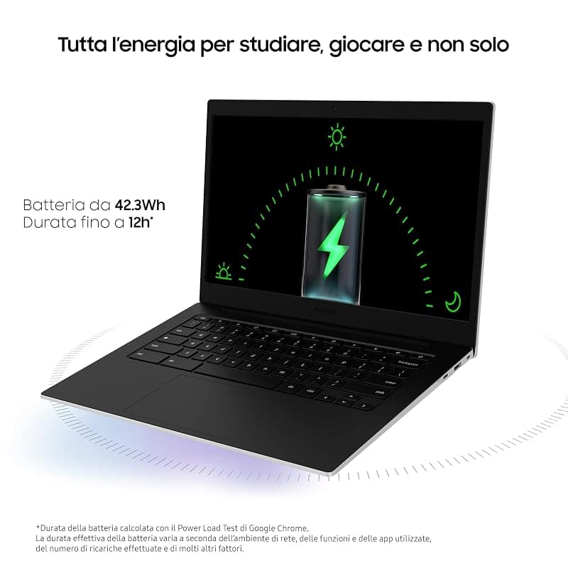 Samsung Galaxy Chromebook Go, Computer Portatile XE340XDA-KA1IT Chrome OS, Processore Intel Celeron, Display Screen 14” Full HD LED, RAM 4GB, Memoria eMMC 64GB, USB-C, Silver — miniatura 5