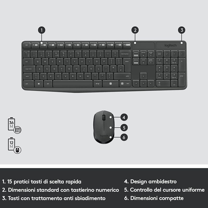 Logitech Kit Tastiera + Mouse Wireless MK235 920-007913 — miniatura 5