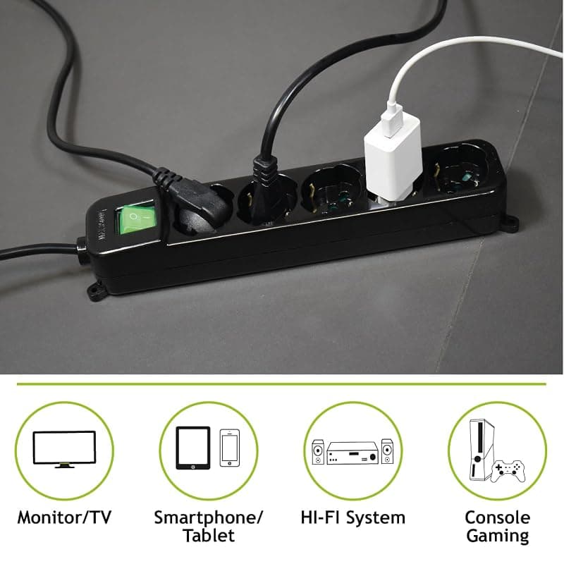 Tecnoware Multipresa 5 Posti Schuko/ita 10a Nero Spina Ita Fmp5iig — miniatura 5