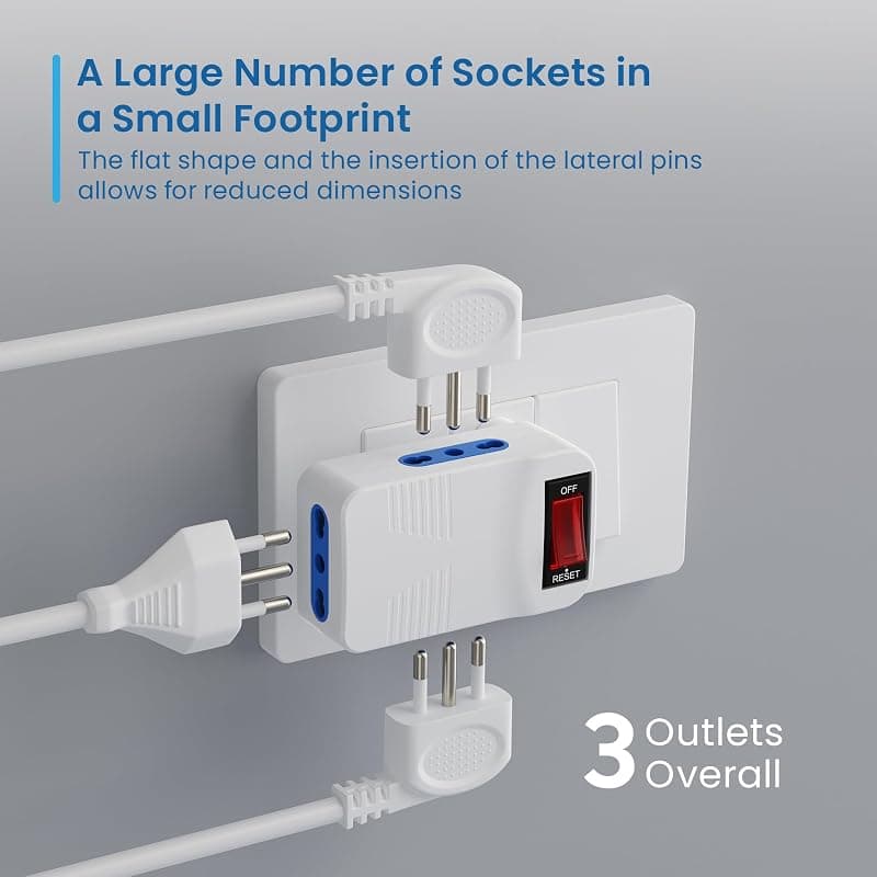 Ewent Adattatore Elettrico 3 Prese con Spina Italiana 10A EW1188 — miniatura 4