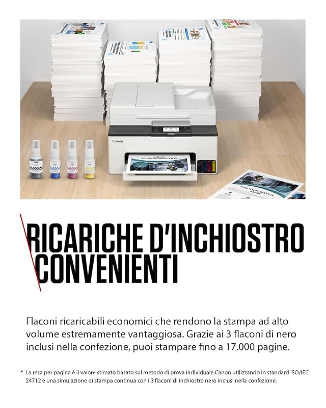 Canon Stampante WiFi per Casa e Ufficio MAXIFY GX2051 - Stampante Multifunzione MegaTank con Scanner, Fax e Fotocopiatrice per Casa | Include 6 flaconi di inchiostro — miniatura 3