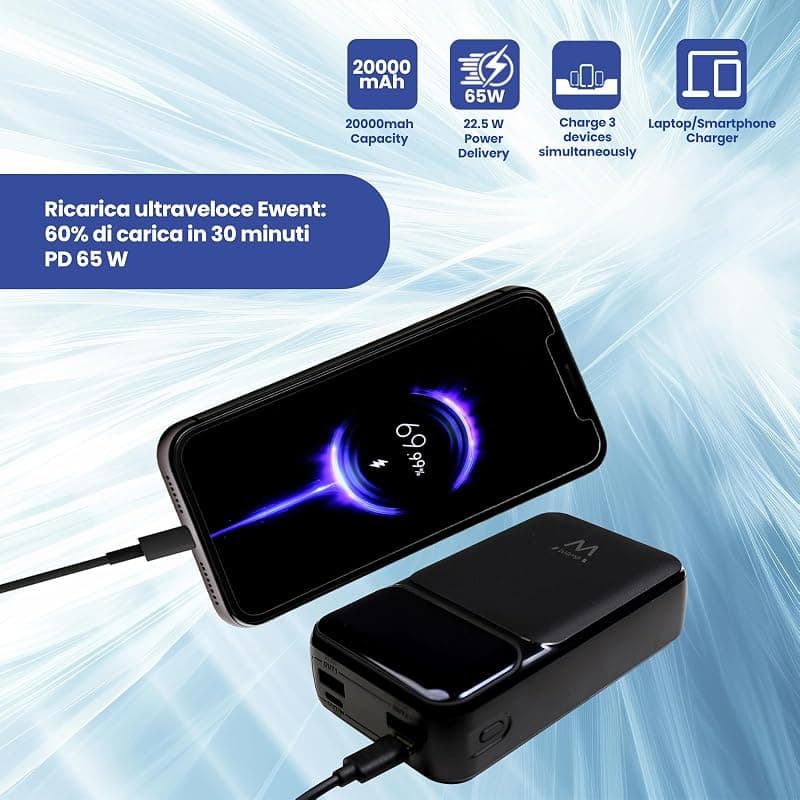 Ewent Power Bank 20000 mAh 65W Ultra-Rapida con USB-C EW1164 — miniatura 5