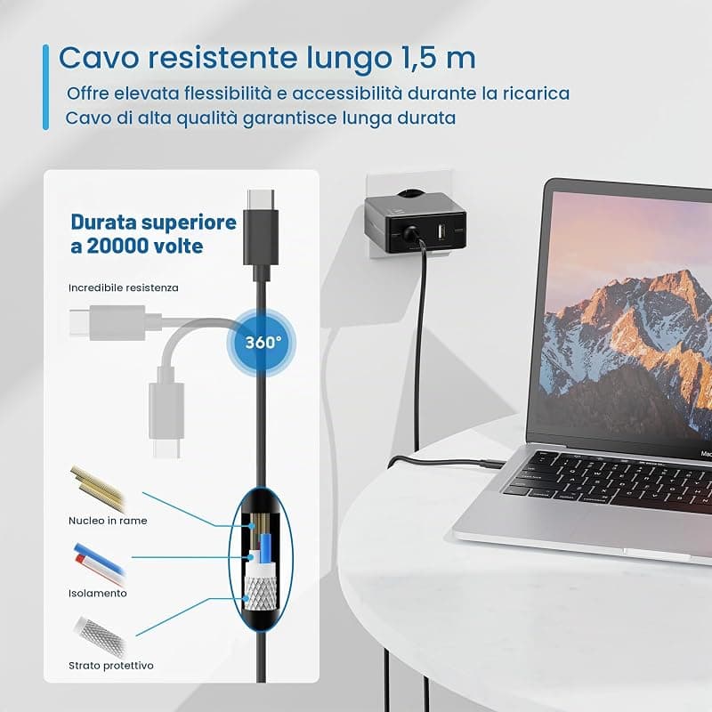 Ewent Caricatore da Rete Elettrica USB Type-C con USB-A Aggiuntiva 65W EW3978 — miniatura 8