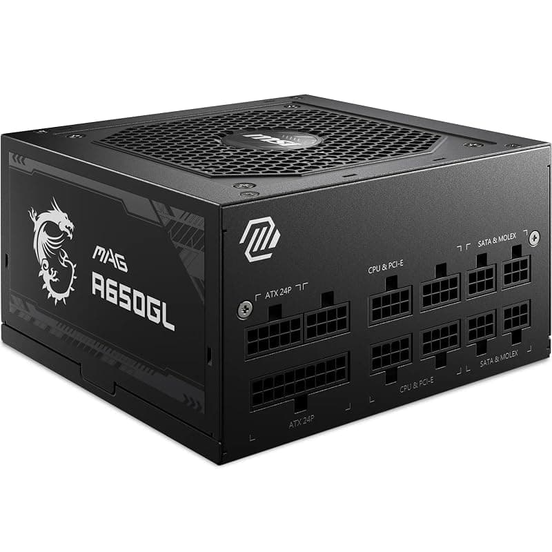 MSI MAG A650GL Alimentatore, Certificazione 80 PLUS Gold, Completamente Modulare, con Ventola FDB da 120 mm con Cuscinetto a Fluido Dinamico, Architettura Full-Bridge LLC