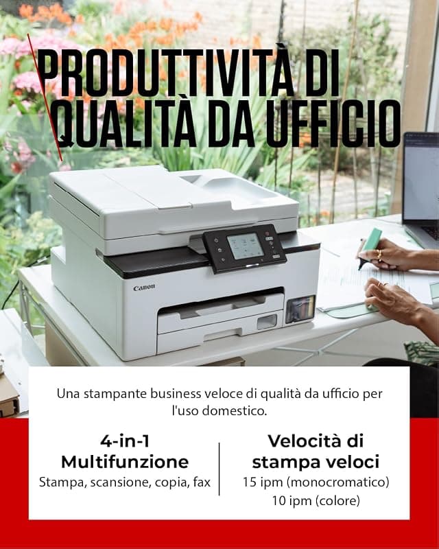 Canon Stampante WiFi per Casa e Ufficio MAXIFY GX2051 - Stampante Multifunzione MegaTank con Scanner, Fax e Fotocopiatrice per Casa | Include 6 flaconi di inchiostro — miniatura 4