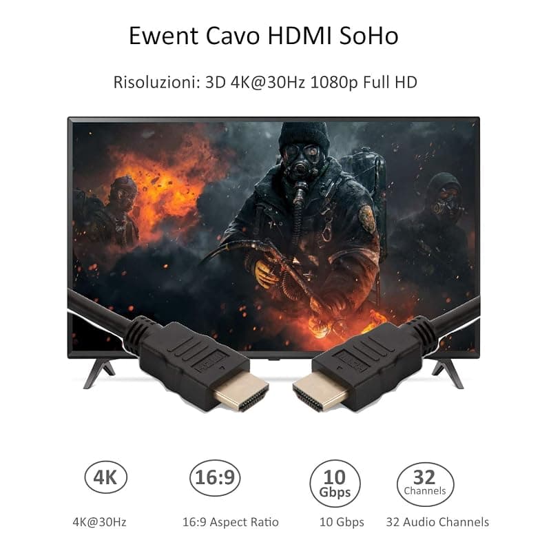 Ewent Cavo HDMI High Speed 1,4 con Ethernet A/A M/M 15MT EC1336 — miniatura 7