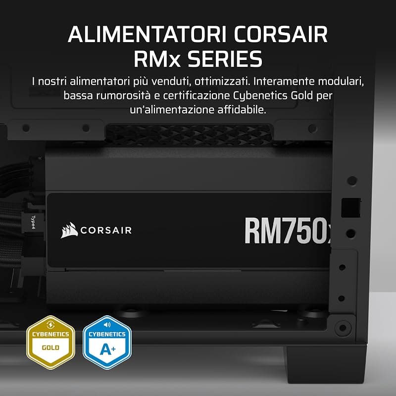 CORSAIR RM750x Alimentatore ATX a Basso Rumore Completamente Modulare – Compatibile con ATX 3.1 – Supporto PCIe 5.1 – Efficienza Cybenetics Gold – Connettore Nativo 12V-2x6 – Nero — miniatura 2