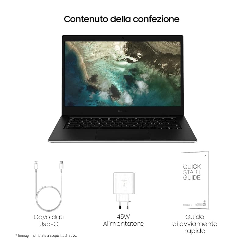 Samsung Galaxy Chromebook Go, Computer Portatile XE340XDA-KA1IT Chrome OS, Processore Intel Celeron, Display Screen 14” Full HD LED, RAM 4GB, Memoria eMMC 64GB, USB-C, Silver — miniatura 9