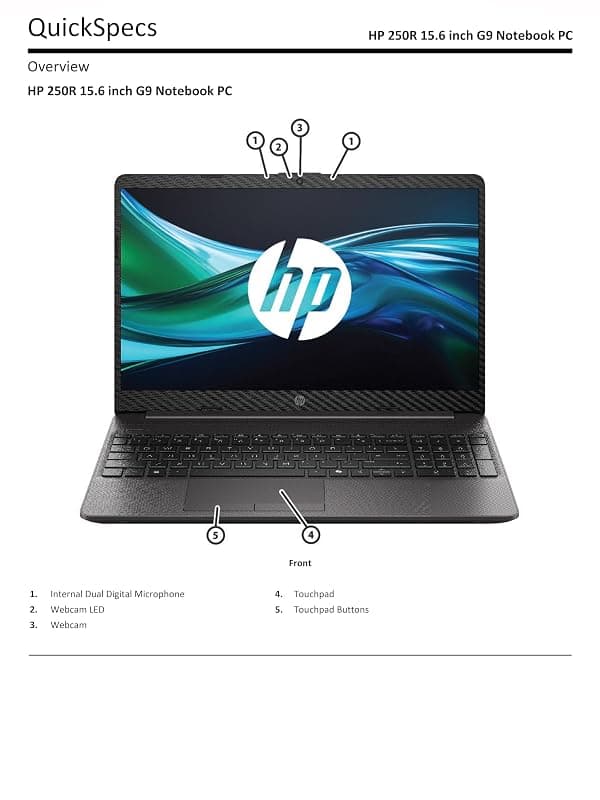 HP Notebook G9 250R C80XZAT Core 5-120U/8GB/512GB/FREEDOS con Estensione Garanzia 36 Mesi Pick-UP AND Return Service — miniatura 5