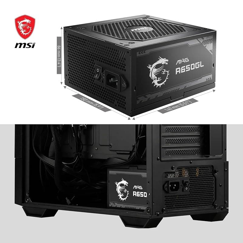 MSI MAG A650GL Alimentatore, Certificazione 80 PLUS Gold, Completamente Modulare, con Ventola FDB da 120 mm con Cuscinetto a Fluido Dinamico, Architettura Full-Bridge LLC — miniatura 6