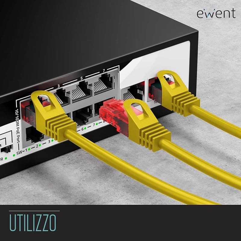 Ewent Cavo di Rete Patch Cat 6 U/UTP, AWG 24/7, 2 Connettori RJ45, 2m, GIALLO (IM1017) — miniatura 6