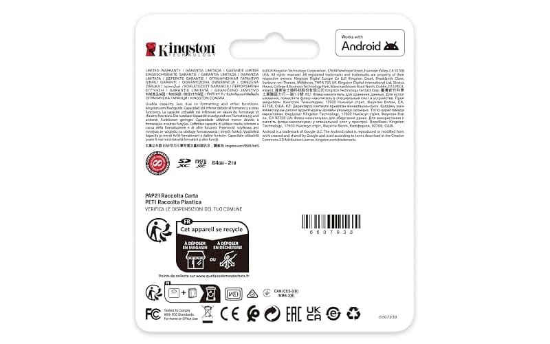 Kingston Canvas Go Plus microSDXC Scheda Di Memoria Gen4 200MB/s A2 U3 V30 64GB Confezione Singola Senza Adattatore-SDCG4/64GBSP — miniatura 4