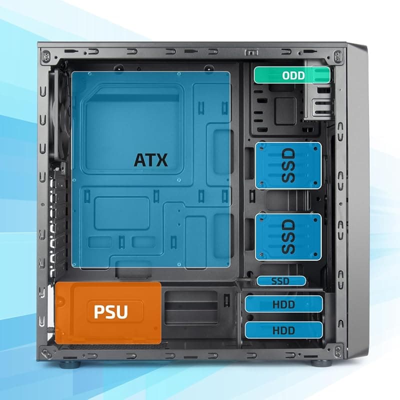 VulTech VCO-A2699 Case ATX senza Alimentatore, Computer Case compatto, Compatibile con MicroATX 1x USB 3.0, 2x USB 2.0, colore nero — miniatura 3