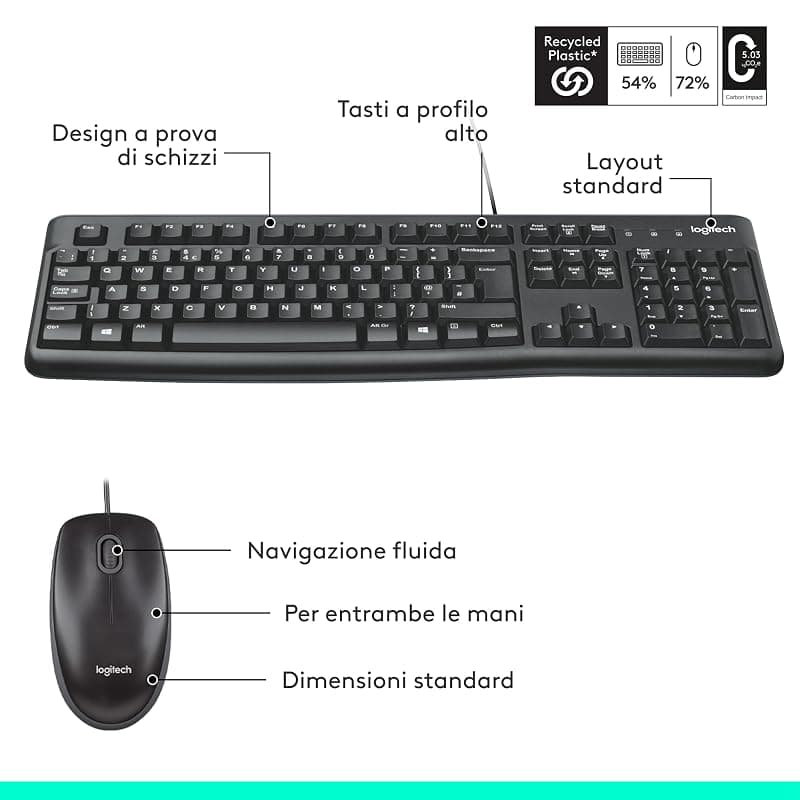 Logitech Kit Tastiera + Mouse USB MK120 Nera 920-002543 — miniatura 7