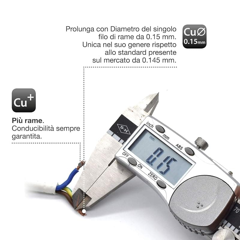 Ewent EW3800 - Prolunga elettrica bianca 3mt, spina Italiana 10A 90° salvaspazio, presa cavo H05VV-F 3x0,75mm2 con protezione bambini — miniatura 6