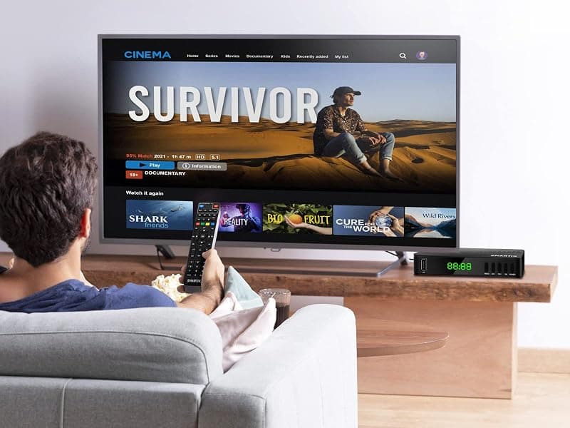 Atlantis SMARTIX DH17 Decoder Digitale Terrestre DVB T2 HEVC H.265 mpeg2/mpeg4 H264 Media Player Porta USB. HDMI e SCART Telecomando Learning, Main 10, Nero — miniatura 4