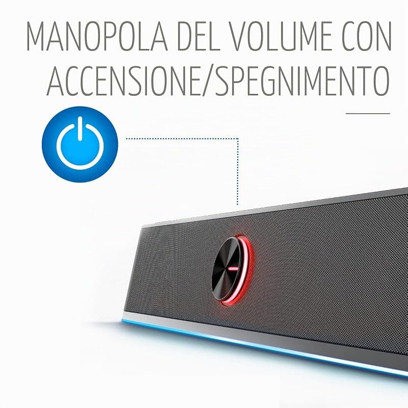 Ewent EW3525 Speaker Soundbar cablati e Bluetooth Illuminata RGB, Casse per PC 12W, Speakers Bluetooth, Altoparlanti Stereo con Illuminazione RGB regolabile, Alimentazione USB — miniatura 5