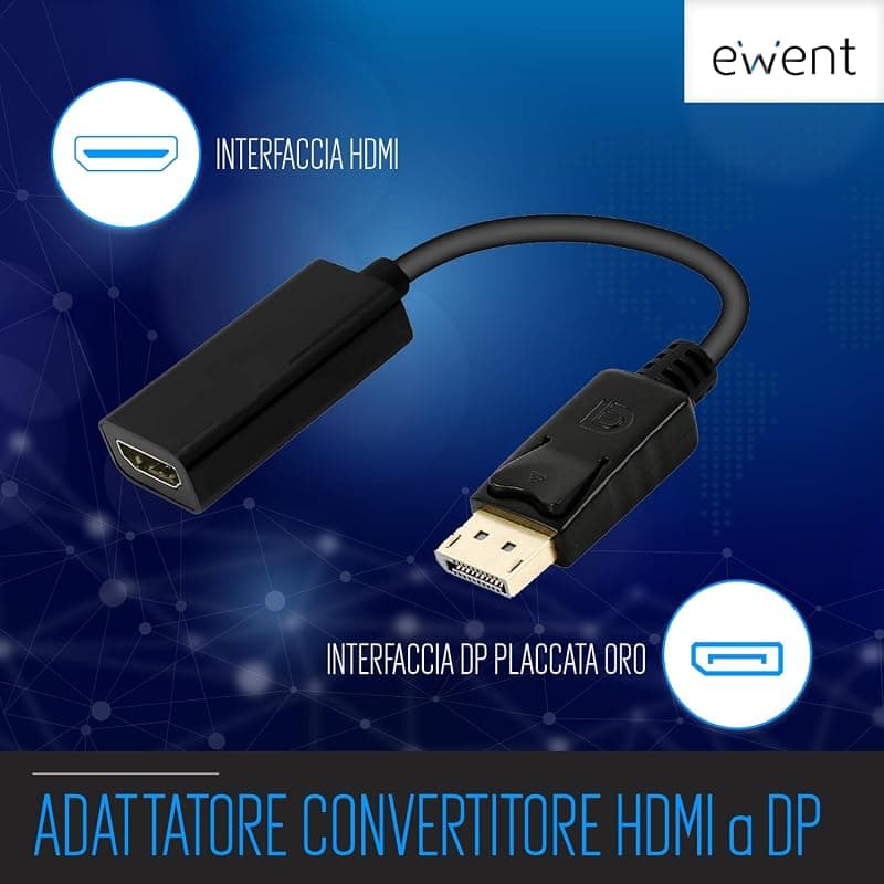 Ewent Adattatore Displayport DP – HDMI 4K M/F 0.15 mm EC1456 — miniatura 2