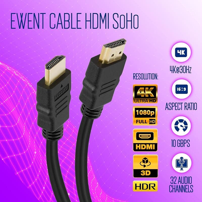 Ewent Cavo HDMI High Speed 1,4 con Ethernet A/A M/M 10MT EW-130110-100-N-P — miniatura 4