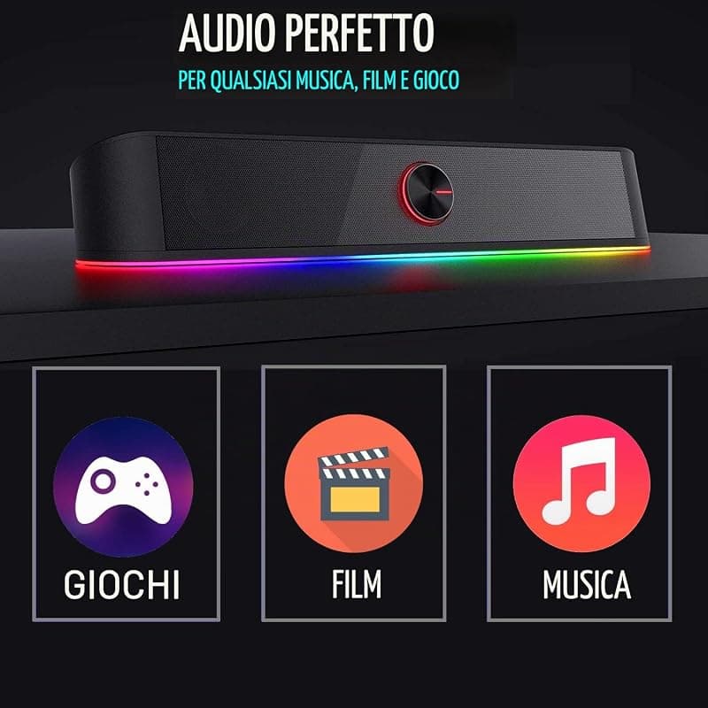 Ewent EW3525 Speaker Soundbar cablati e Bluetooth Illuminata RGB, Casse per PC 12W, Speakers Bluetooth, Altoparlanti Stereo con Illuminazione RGB regolabile, Alimentazione USB — miniatura 9