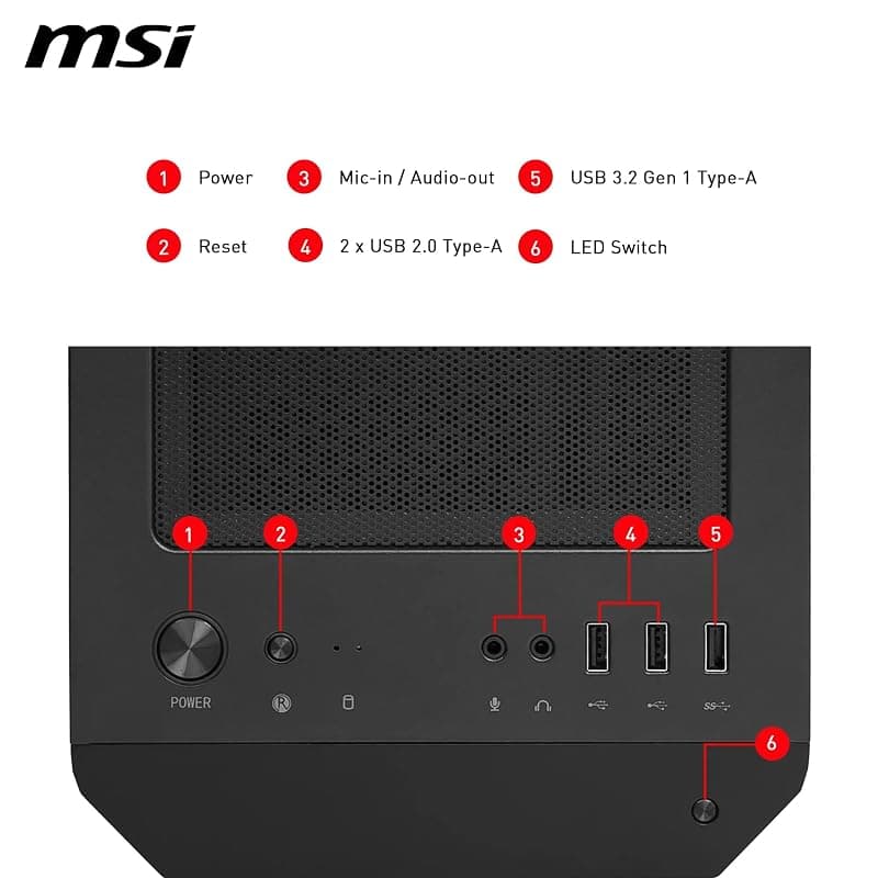 MSI MAG FORGE M100R Mini-Tower PC Case - Vetro temperato, Micro-ATX Mini-ITX, pannello frontale Mesh, 4 ventole ARGB (120mm) con controller Hub, filtro antipolvere magnetico — miniatura 4