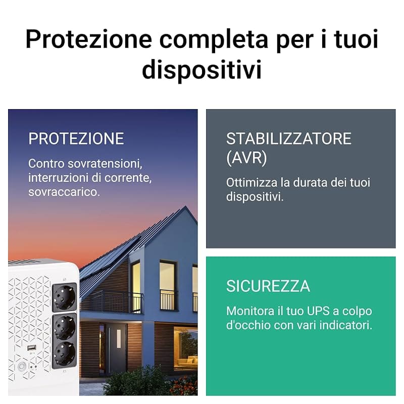 Legrand UPS monofase Gruppo di Continuità per PC LG-310082, Keor Multiplug, con Caricatore USB, 6 prese multistandard, Stabilizzazione AVR, 800 VA/480 W, Autonomia fino a 15 minuti — miniatura 6
