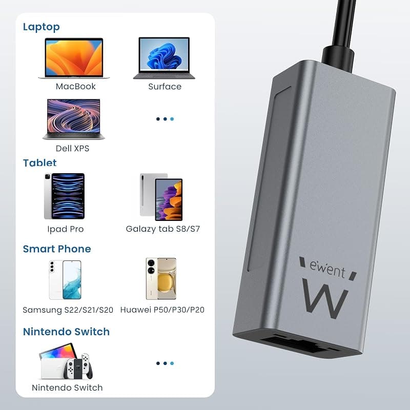 Ewent Adattatore da USB-C 3.2 a RJ45 per Rete 10/100/1000 EW9818 — miniatura 6