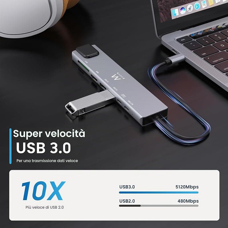 Ewent Docking Multiporta 8 in 1 EW1146 — miniatura 4