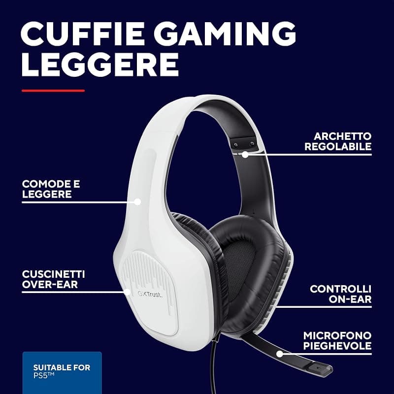 Trust Cuffie GXT415PS Zirox Gaming per PS5 con Microfono 24993 — miniatura 2