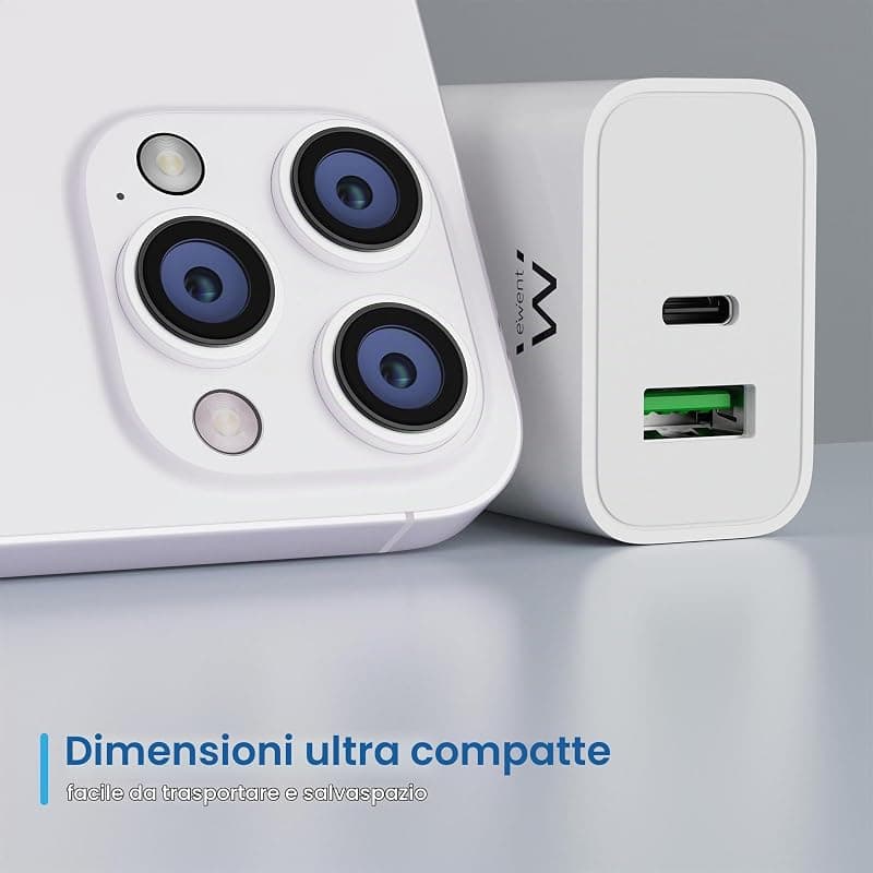 Ewent Caricatore Spina USB-C per Smartphone/Tablet QC3.0 30W EW1325 — miniatura 3