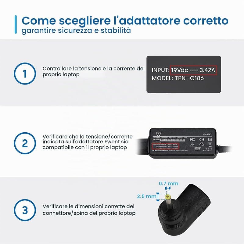 Ewent Alimentatore Universale Automatico 45W per Notebook EW3963 — miniatura 9