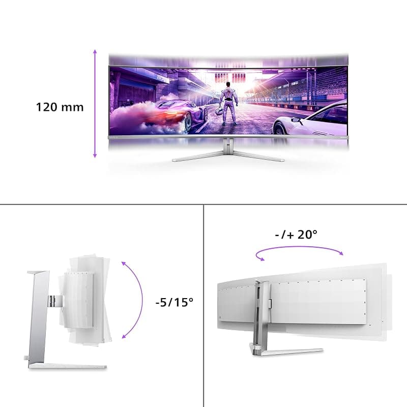 Philips Monitor 49M2C8900 48.9" Curvo 5120x1440, DQHD, 240Hz, QD-OLED Panel, 0.03ms GtG, USB-C Speakers (HDMI2x 2.1 DP 1x 1.4) Adaptive Sync, HDR400 TrueBlack, FreeSync Prem. Pro — miniatura 5