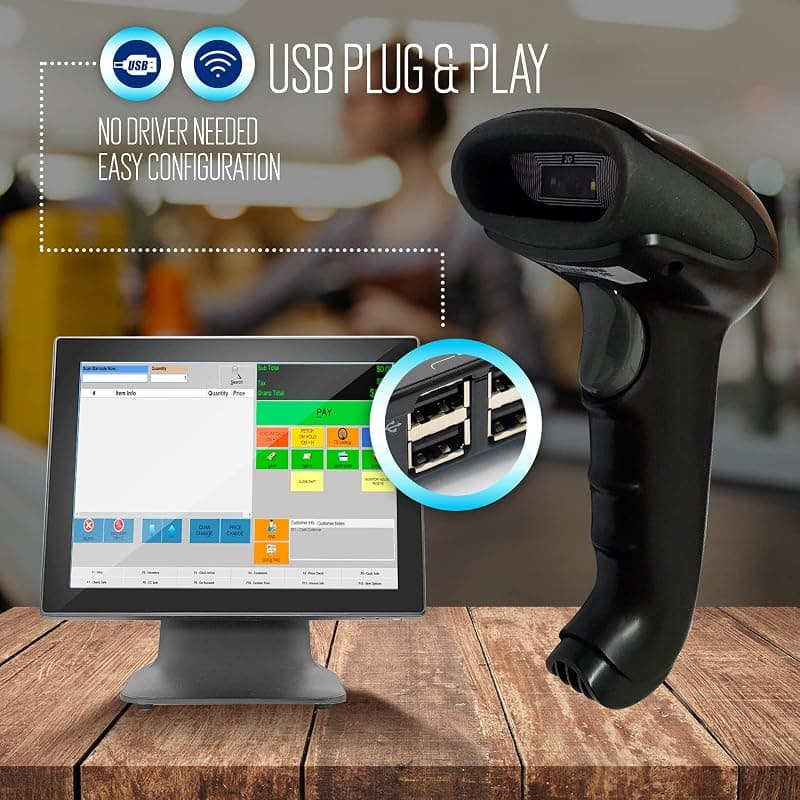 Ewent EW3431 Lettore Barcode 1D e 2D Wireless,Lettore di Codici a Barre Senza Fili USB Cablato,Wireless Barcode Scanner Codici a Barre Digitali/Stampati,Funziona con — miniatura 4