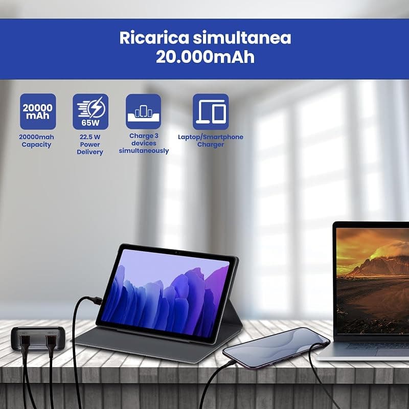 Ewent Power Bank 20000 mAh 65W Ultra-Rapida con USB-C EW1164 — miniatura 6