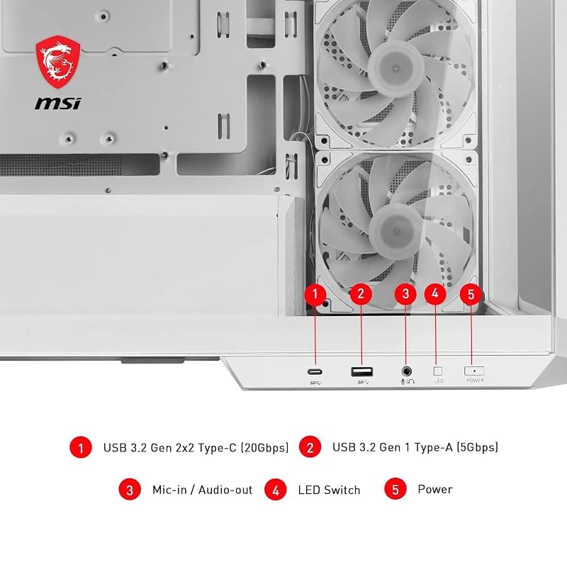 MSI Case Micro-ATX MID-Tower Mag Pano M100RW Bianco Argb No Alim 306-7G24W24-809 — miniatura 4
