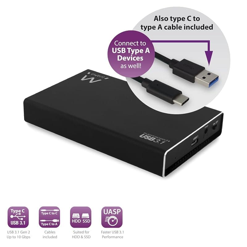 Ewent Box per HDD/SSD 2,5" USB 3.1 in Alluminio EW7070 — miniatura 2
